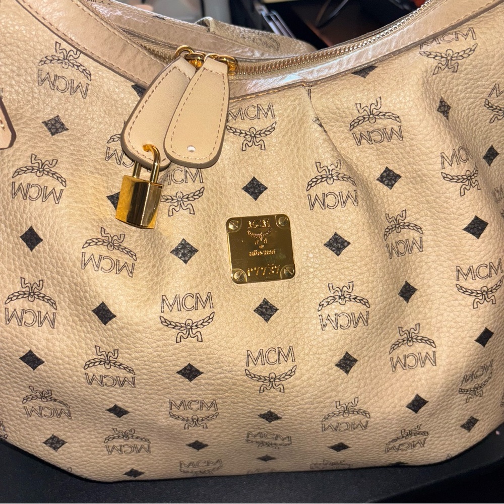 MCM Tan Monogram Hobo Bag - Picture 3 of 8